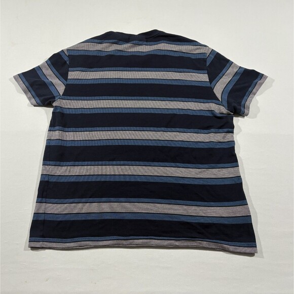 Lacoste Mens T-Shirt Blue Striped Crew Short Sleeve Tee Cotton XL FITS as L SLIM - Picture 6 of 8